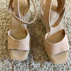 Vince Camuto Tan Wedge Sandals with Ankle Strap